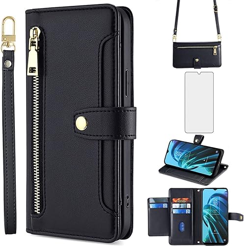 Asuwish Funda de teléfono para TCL 30XE30V4X20AX20A20RBremen 5G Funda tipo cartera y protector de pantalla con cremallera para tarjeta de crédito