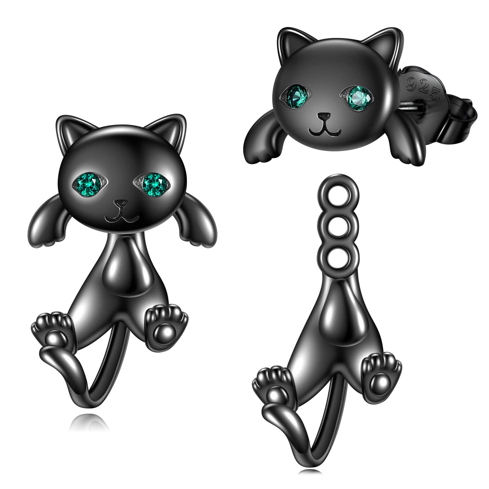 VONALA 925 Sterling Silver Black Cat Dog Hippo Snake Frog French Bulldog Bunny Cow Monkey Penguin Panda Pig