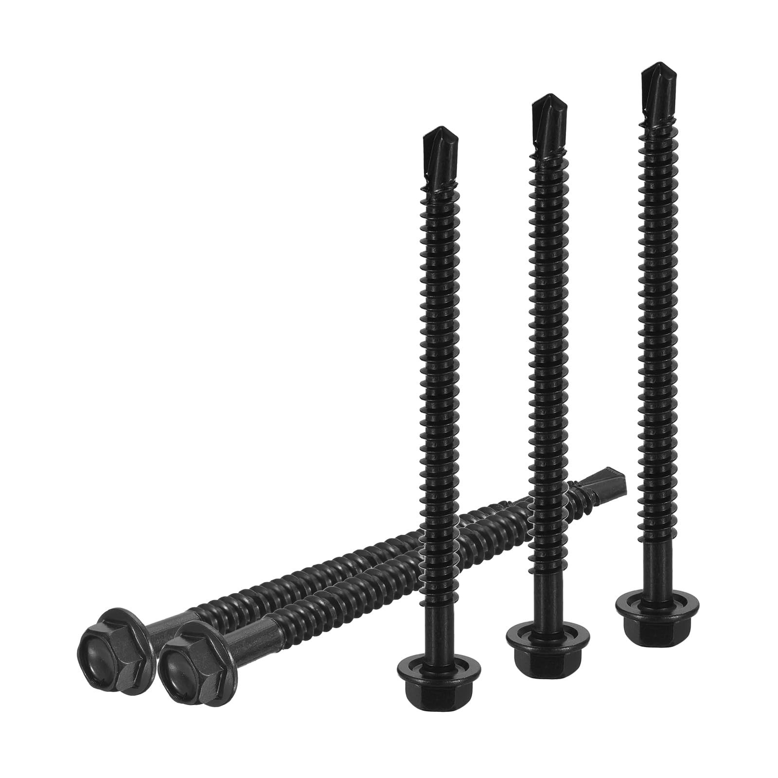 DTGN #12x3" Hex Washer Head Self Drilling Screws, 100Pack, Good for Machine, 410 Stainless Steel Black Oxide