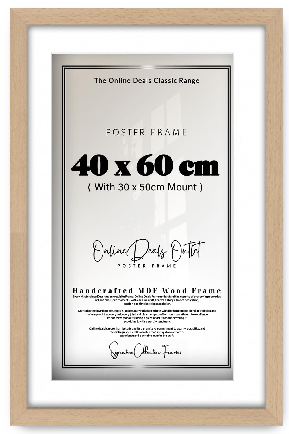 Online Deals Outlet Premium Large Picture Frames with Mount Picture Portrait & Landscape Display Posters Frames MDF Backing Eton Wood (30x15mm) (40x60CM (15.7" x 23.6"), Beech)