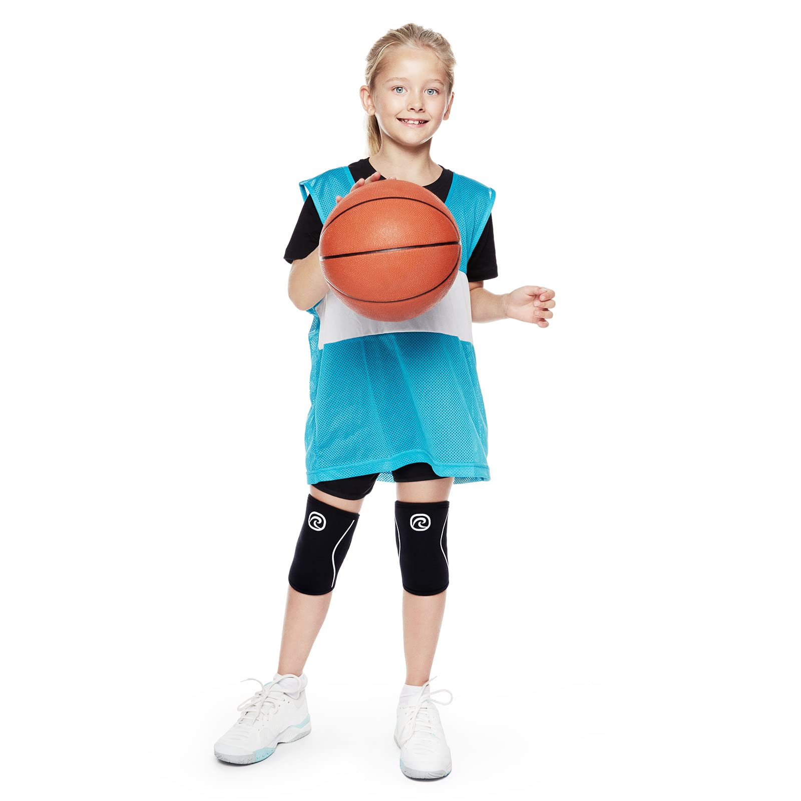 Rehband Rx Knee Sleeve Junior, genouillère 5mm en néoprène, genouillère pour athlètes juniors, Couleur:Noir - 1 Paire, Taille:L