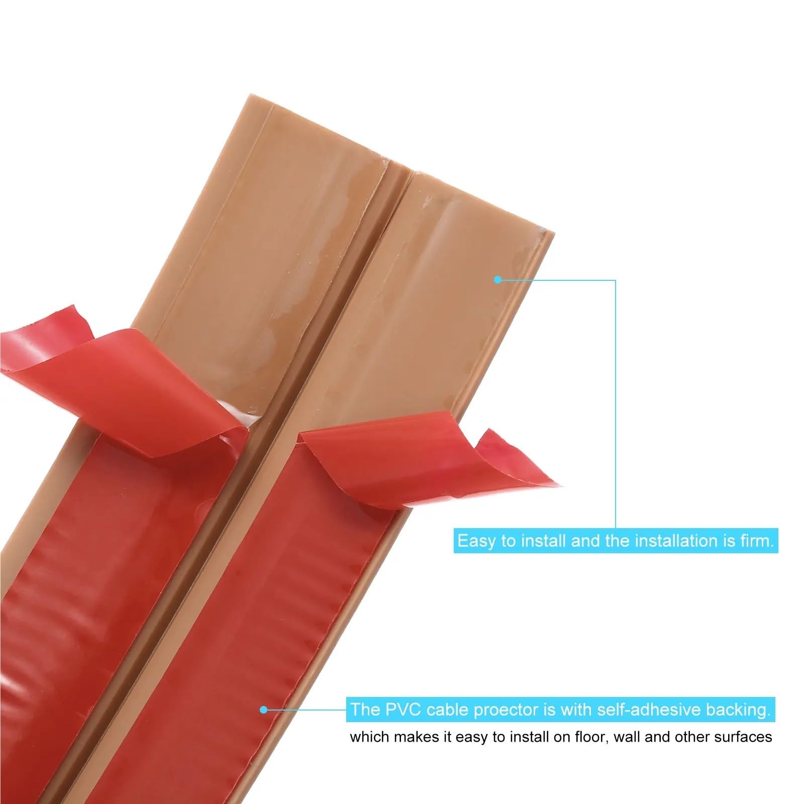 Canalina Passacavi Adesiva Copricavo autoadesivo da pavimento 1/3/6 metri, 0,5" L x,3" A, for la protezione della gestione dei cavi(6m Light Brown Wood)