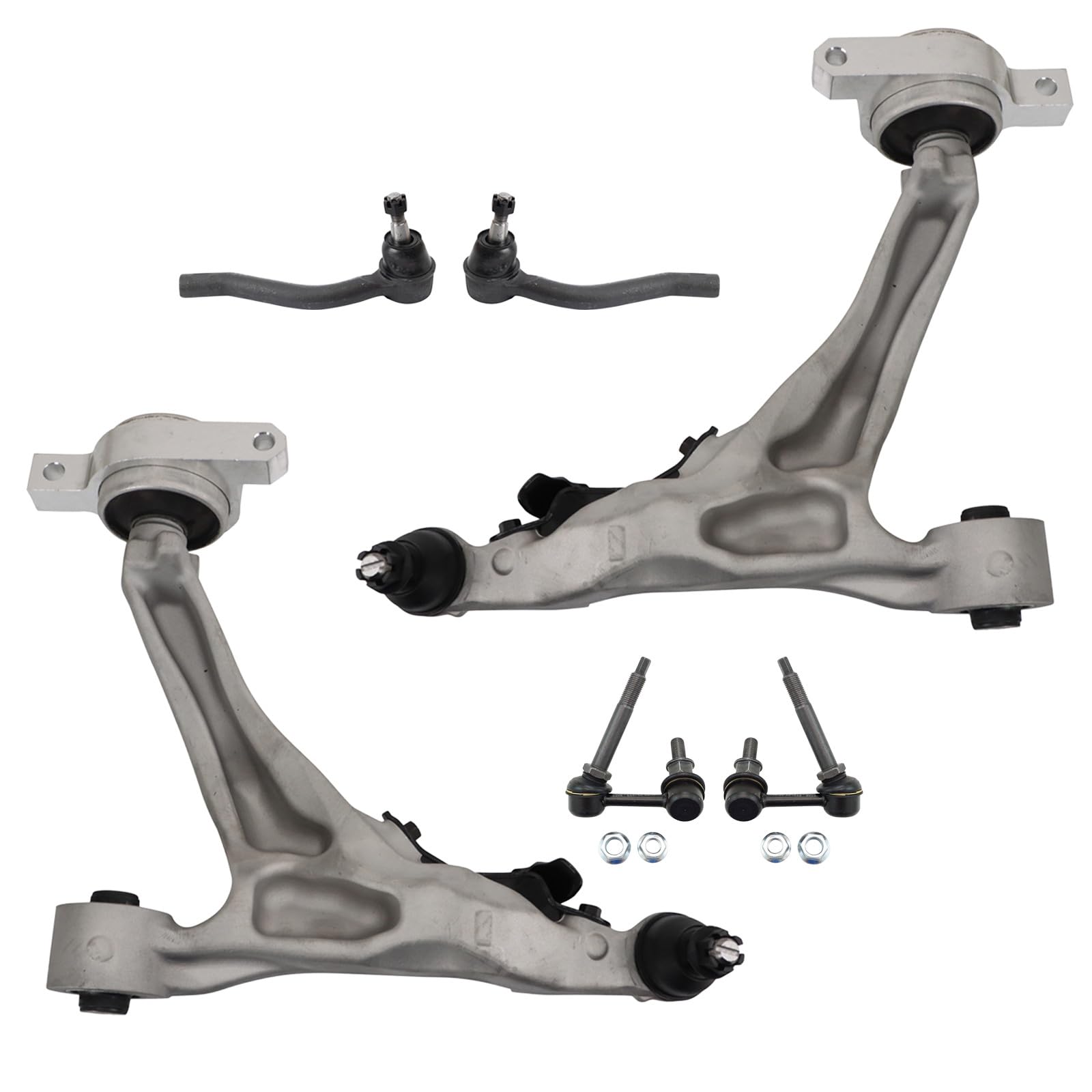 TRQ Front Steering & Suspension Kit Control Arm with Ball Joint Sway Bar Stabilizer Link Tie Rod Compatible with INFINITI Nissan