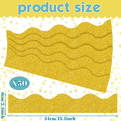 55.8 Feet Bulletin Board Border Glitter Scalloped Borders Bulletin Board Border Decorative Bulletin Board Trim Poster Borders Classroom Decoration Strips (Glitter Gold) #TOP1