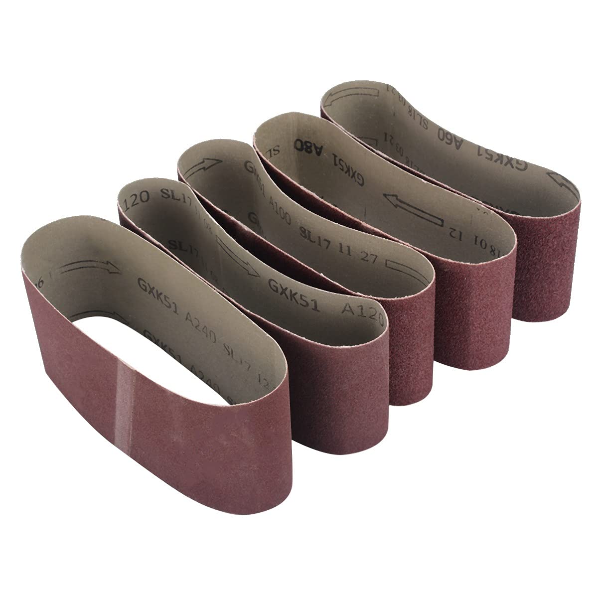 Cintas lijadoras, Banda de lijado, banda pulido papel lija, 5 piezas 75 * 457 mm Bandas abrasivas Granos Lijadora Herramientas eléctricas 60/80/100/120/240 Grano
