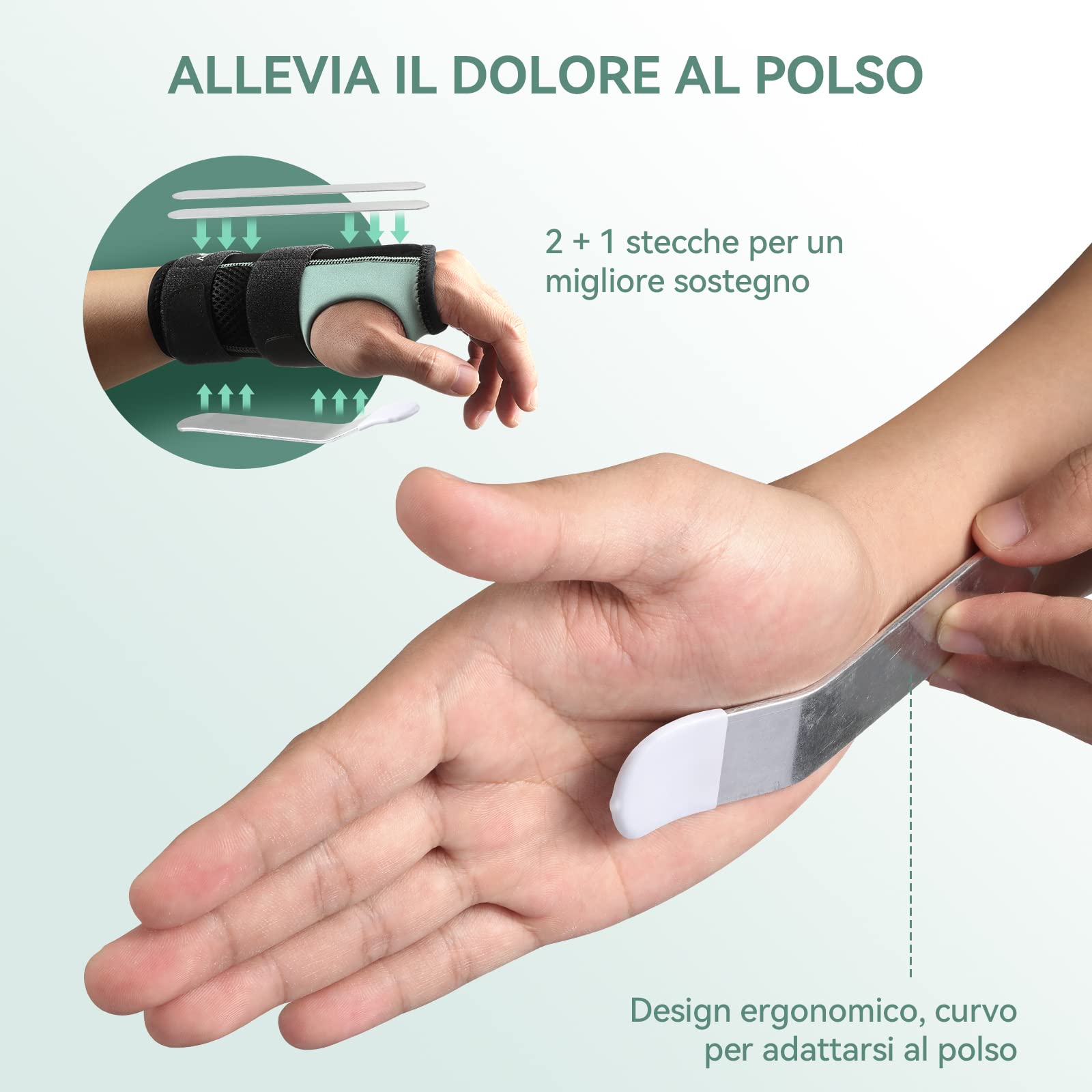 Actesso Tutore Polso Traspirante - Ideale Polsiera per Sindrome del Tunnel Carpale, Slogature, RSI e Tendinite (Nero Destra, L