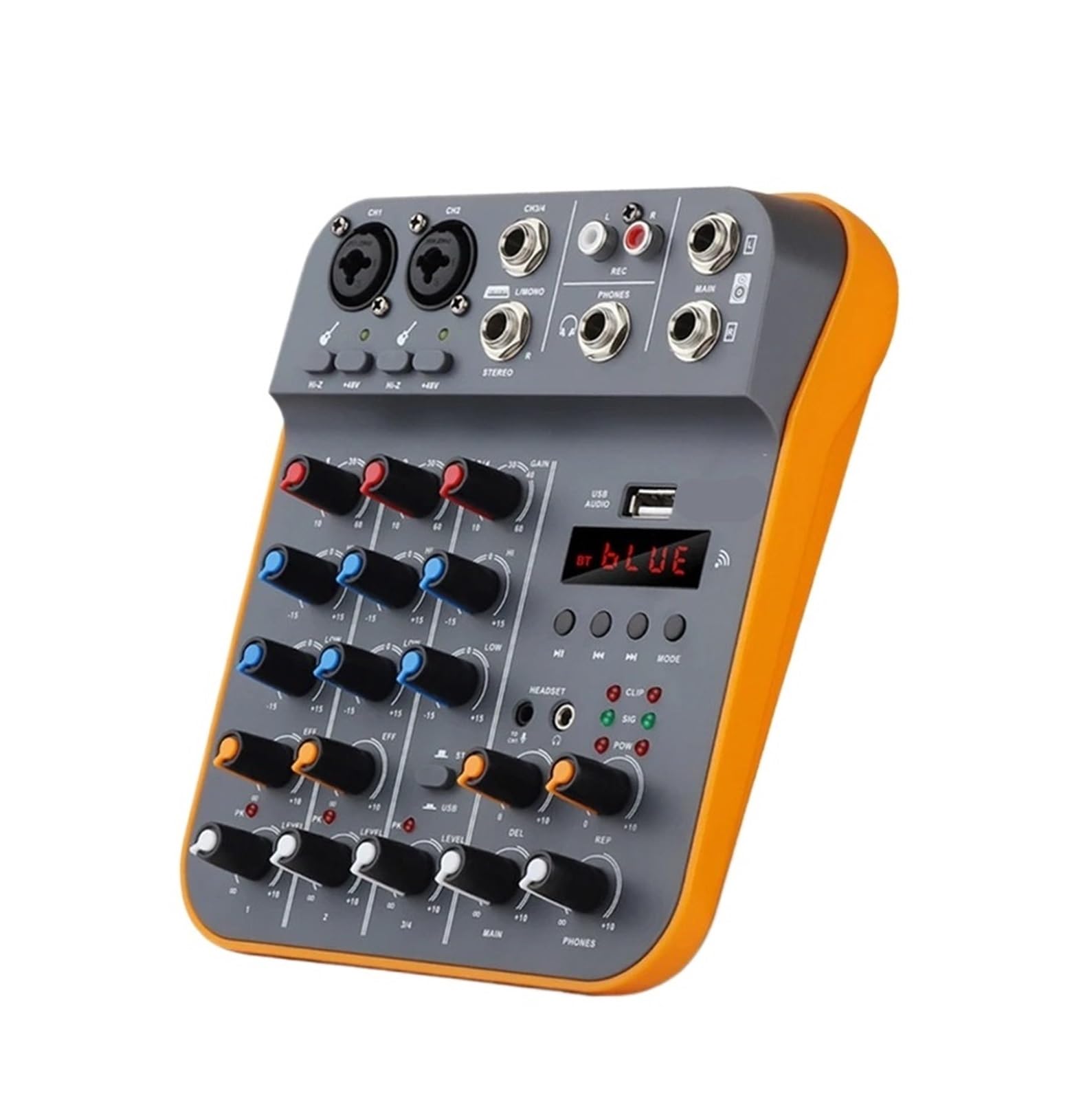 Mini mixer a 4 canali, console DJ con riverbero, scheda USB Bluetooth 5.0 da 48 V for registrazione su PC