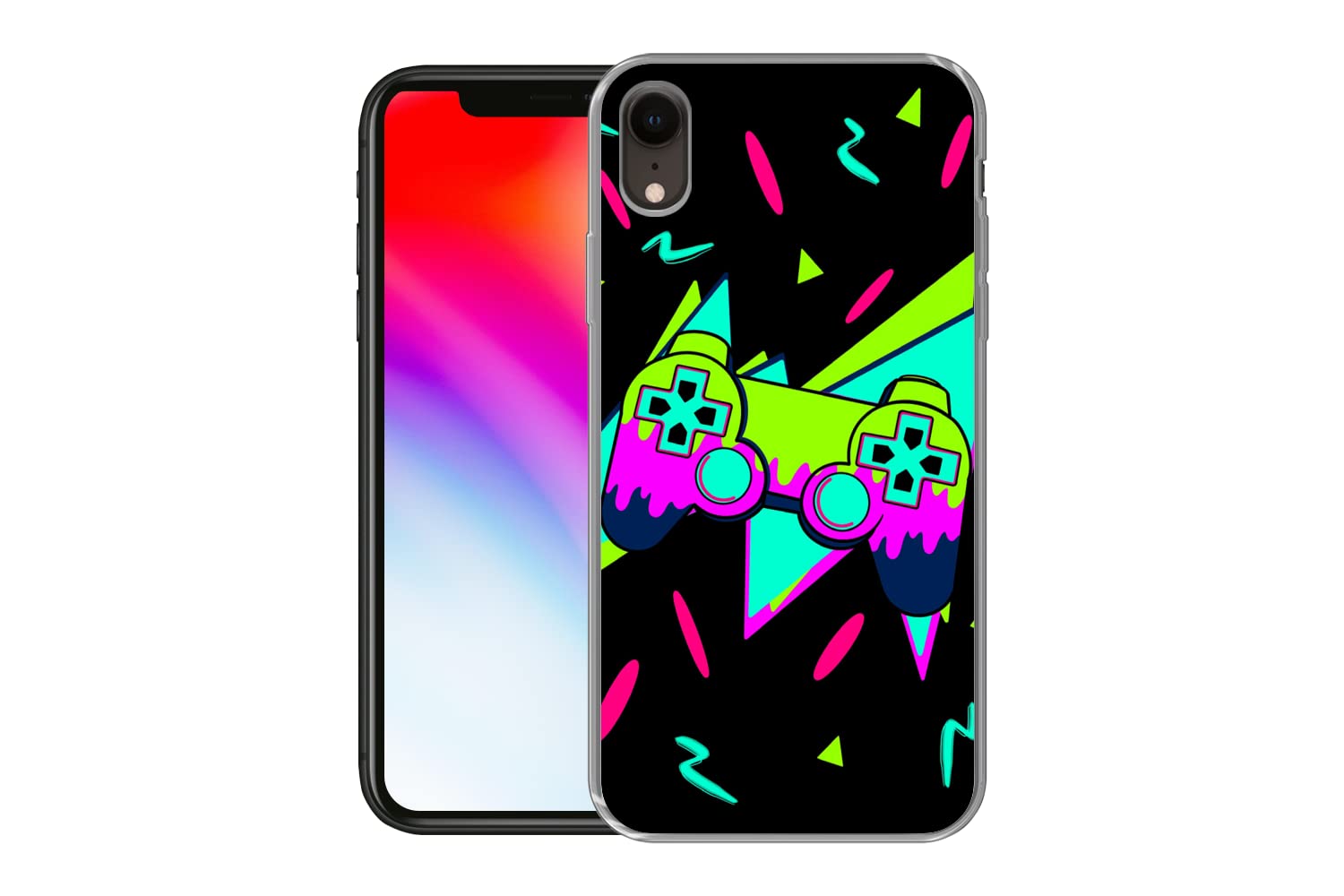 MuchoWow Funda para iPhone XR - Juego - Mando - Negro - Funda de Silicona/Funda Blanda para teléfono móvil