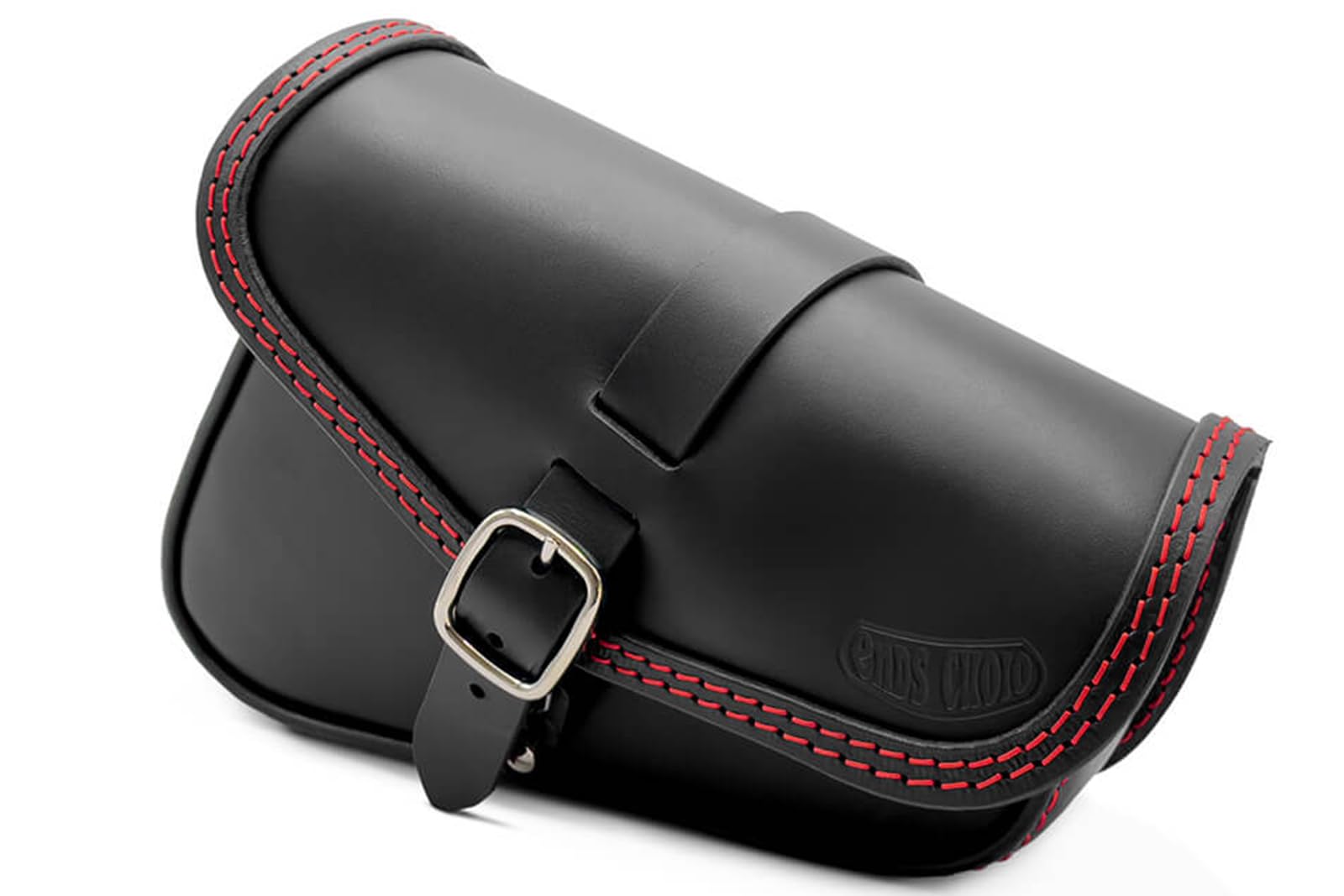 Ends Cuoio Borsa Laterale In Vera Pelle Per Harley Davidson Softail - Lato Destro, Cuciture Rosse, Apertura Magnetica, Made In Italy