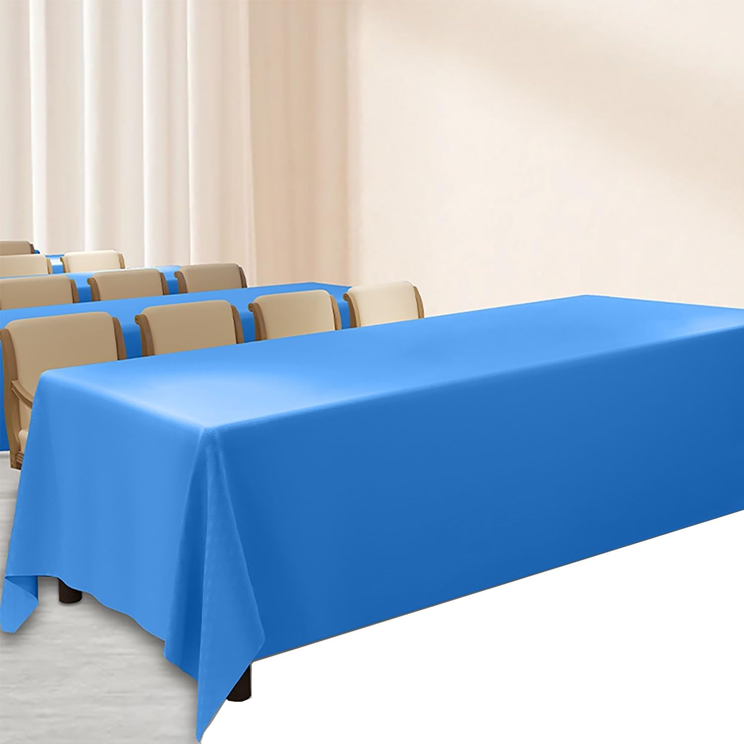 Mantel impermeable extra pesado para hoteles y restaurantes, tela de poliéster personalizable para banquetes de Navidad, lavable, 180 x 280 cm (azul lago)