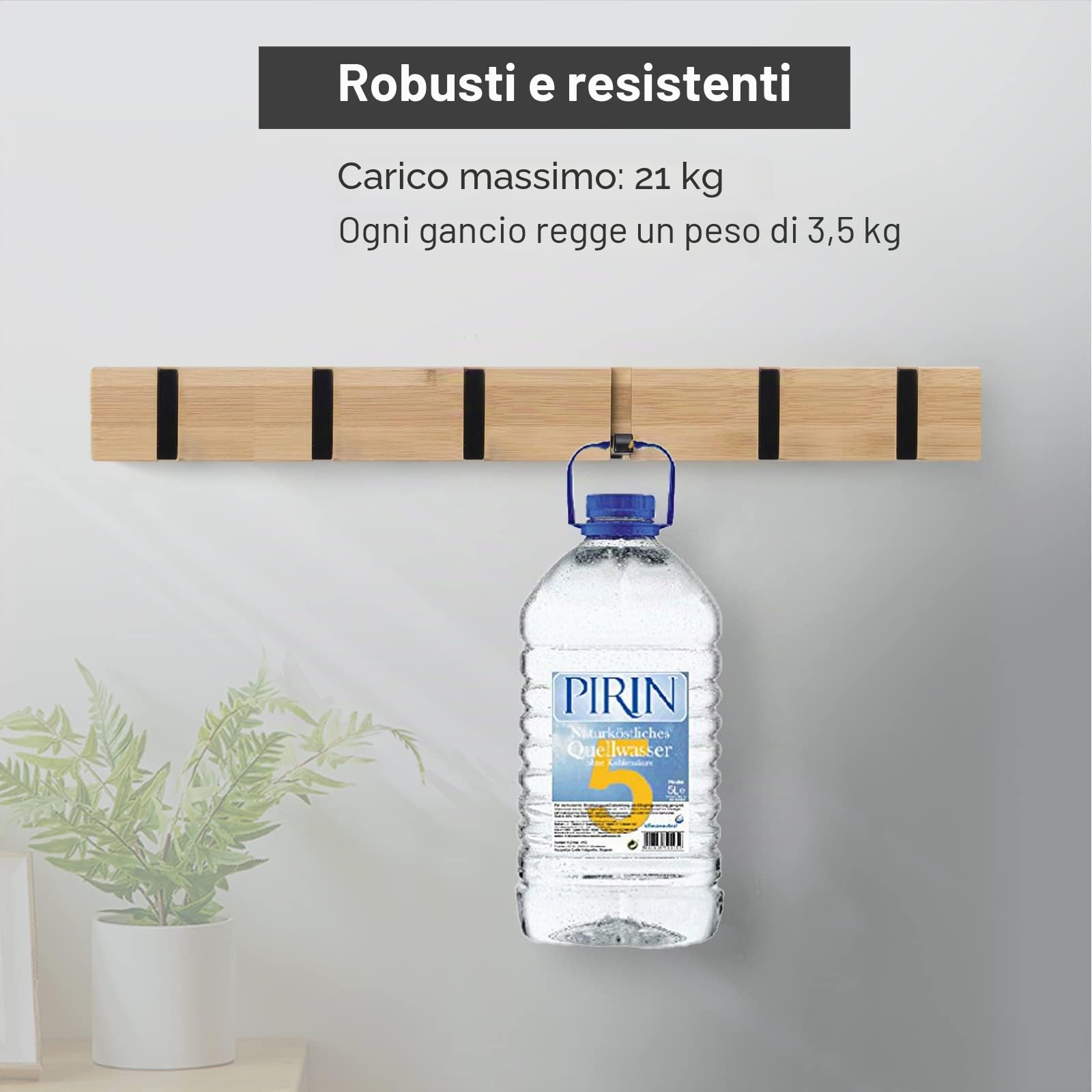 ANVODE Appendiabiti da Parete con 6 Ganci Retrattili Attaccapanni Cappotto da Muro Legno