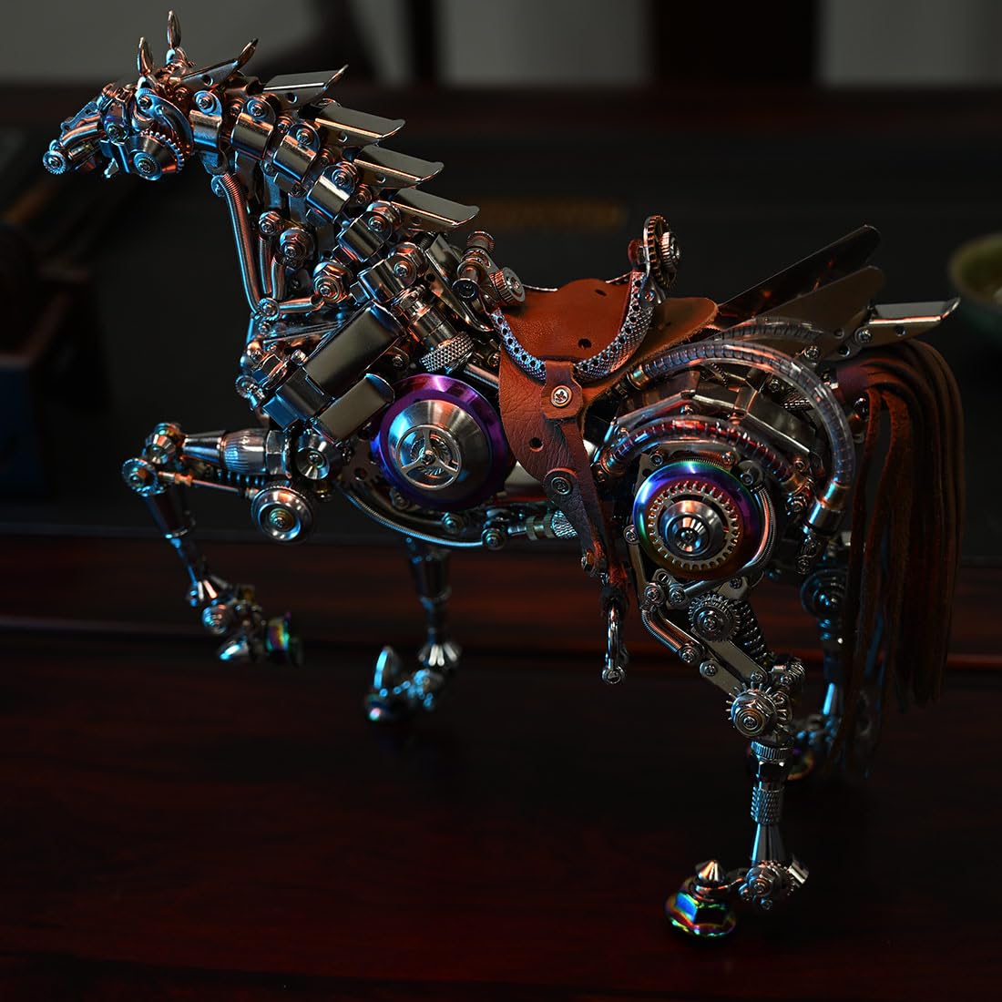Metalowe puzzle 3D dla dorosłych, steampunk, metalowe, mechaniczne koń, zestaw do budowy z ruchomymi przegubami, mechaniczne puzzle 3D, rzeźba konia, dekoracja i prezenty, 1500 elementów