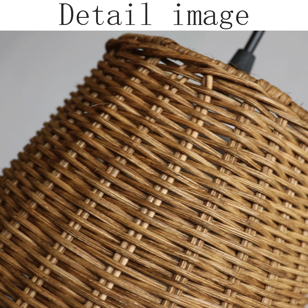 Wiklinowa Lampa Wisząca E27 Lampy Wiszące Rattanowa Lampa Wisząca Wiklinowy Tkany Kosz Abażur, Farmhouse Industrial Boho Sufitowa Oprawa Oświetleniowa Do Salonu Wyspa Kuchenna CJSLXGBL