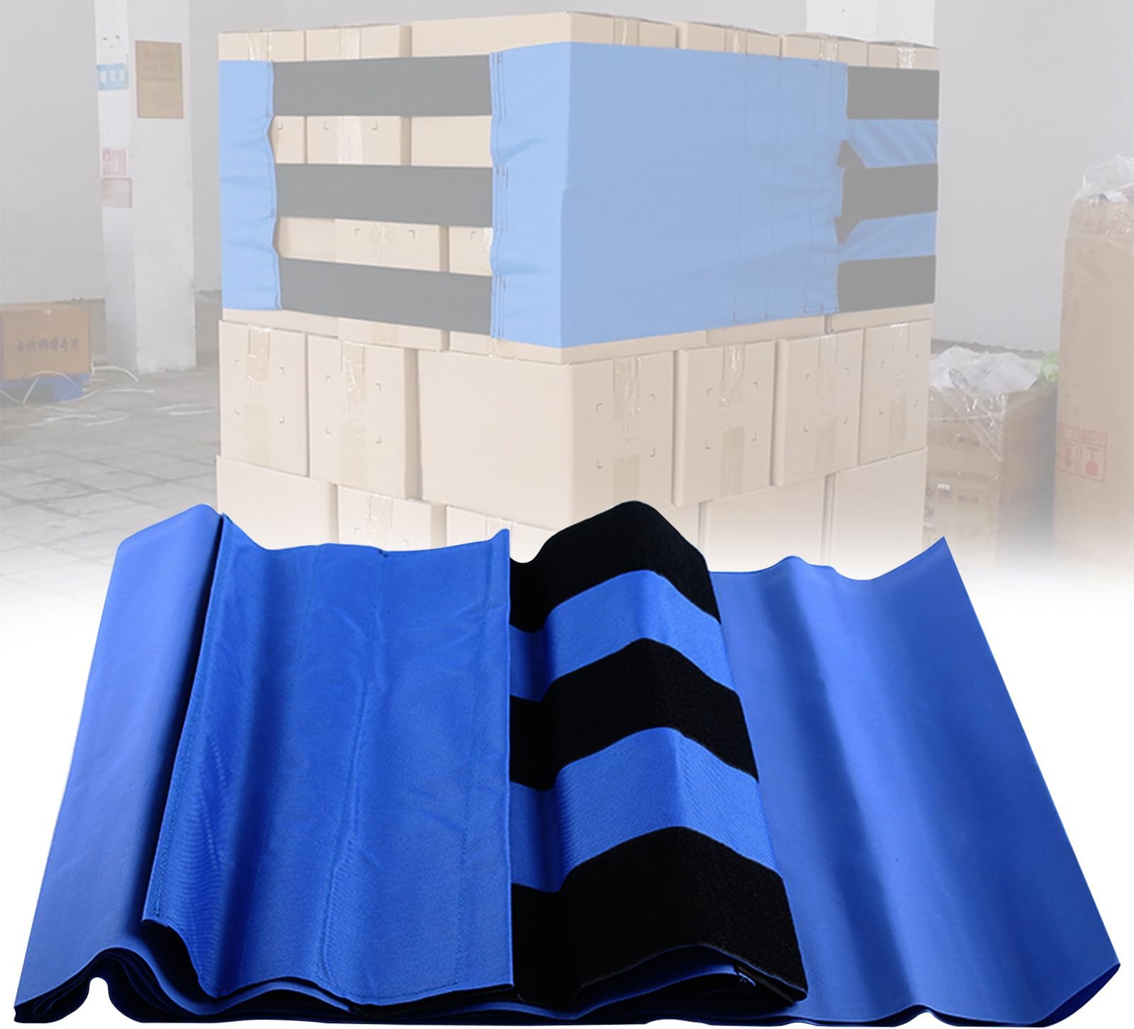 Pallet Packaging Strap - Cargo Wrap Bundling Tie for Palletizing and Shipping, Adjustable & Reusable, 18.9" W x 197" L, 1 Pcs (Blue)