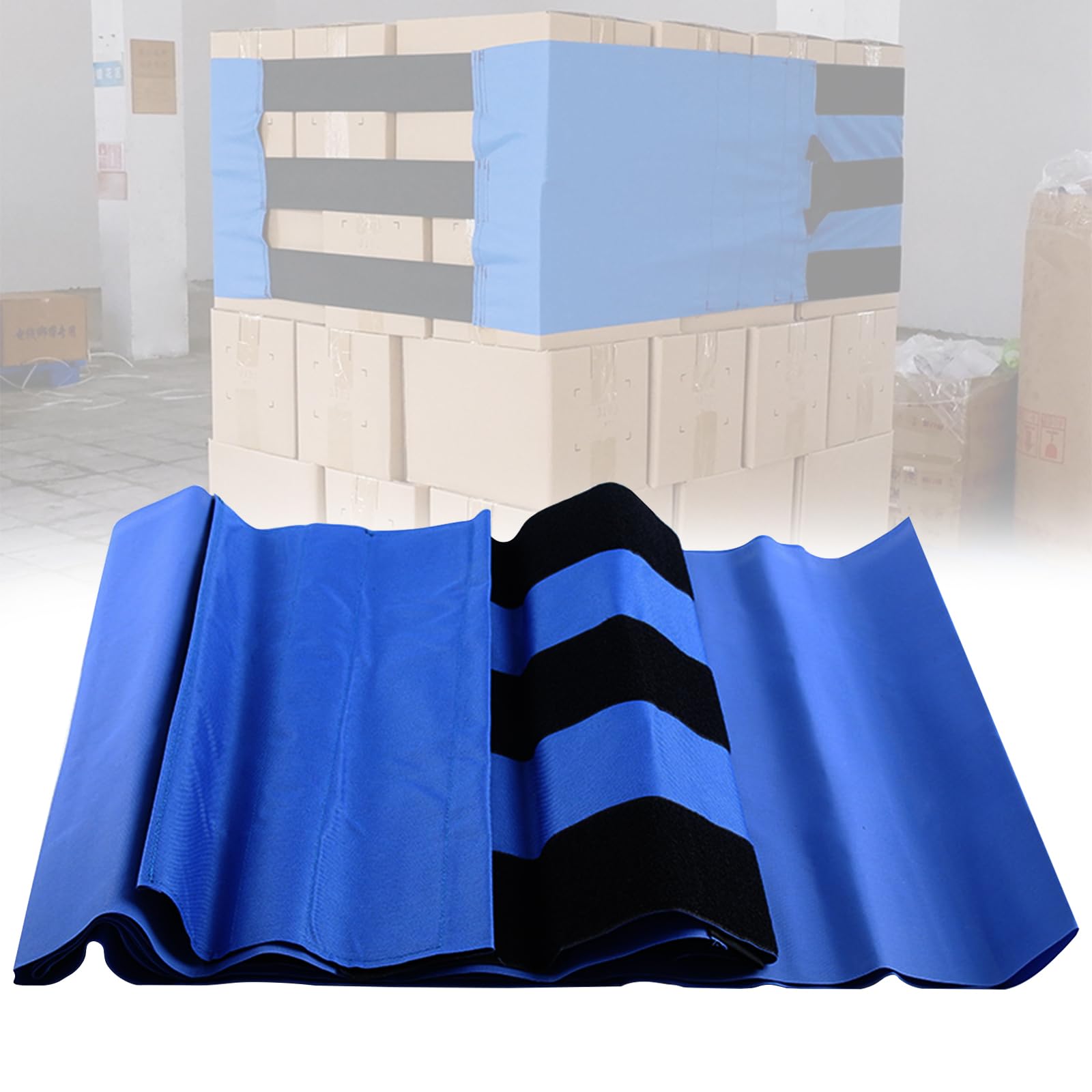 Pallet Packaging Strap - Cargo Wrap Bundling Tie for Palletizing and Shipping, Adjustable & Reusable, 18.9" W x 197" L, 1 Pcs (Blue)