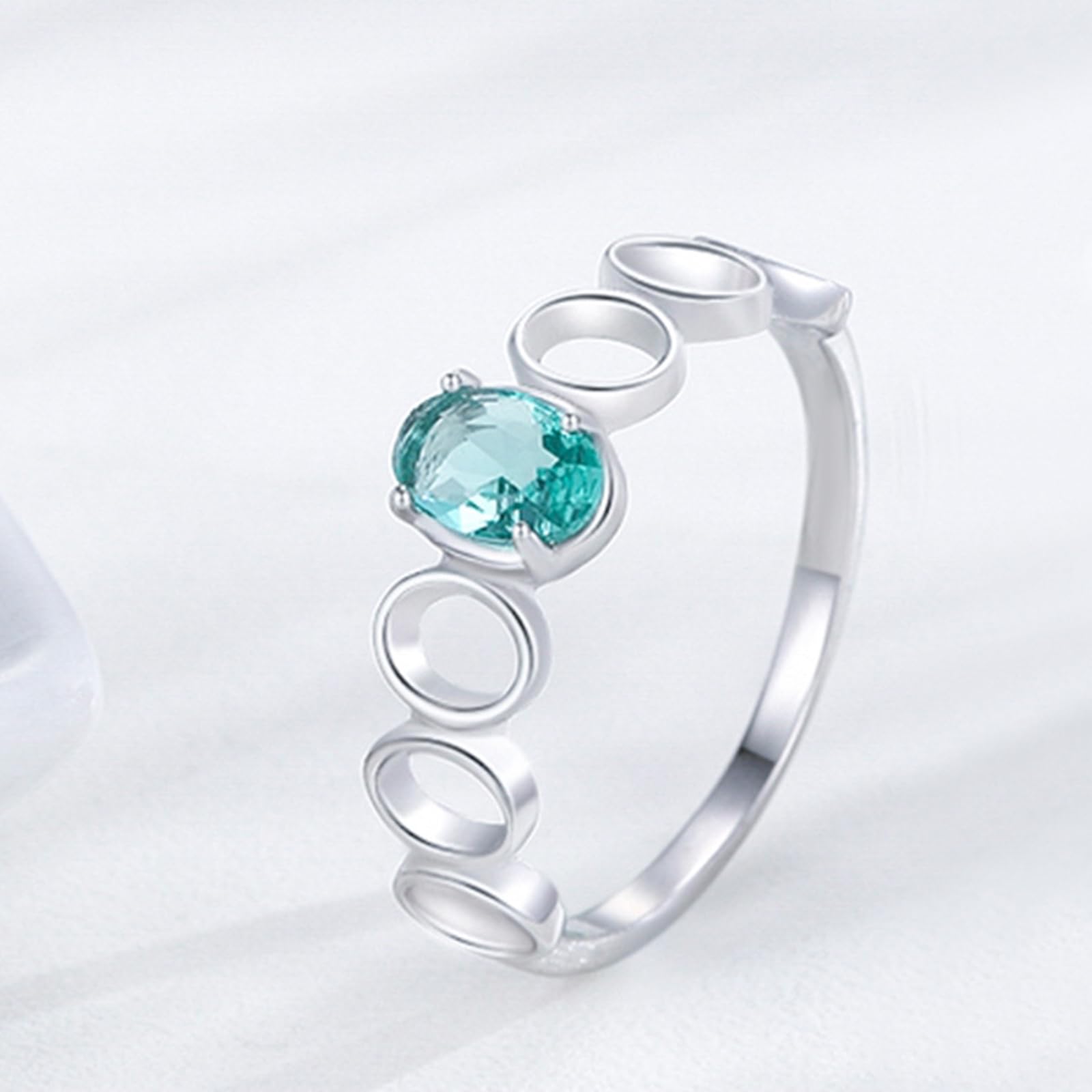 Anillos de mujer de oro auténtico, alianzas solitarias con turmalina de 0,5 ct, anillo de compromiso, oro blanco, anillos para mujer