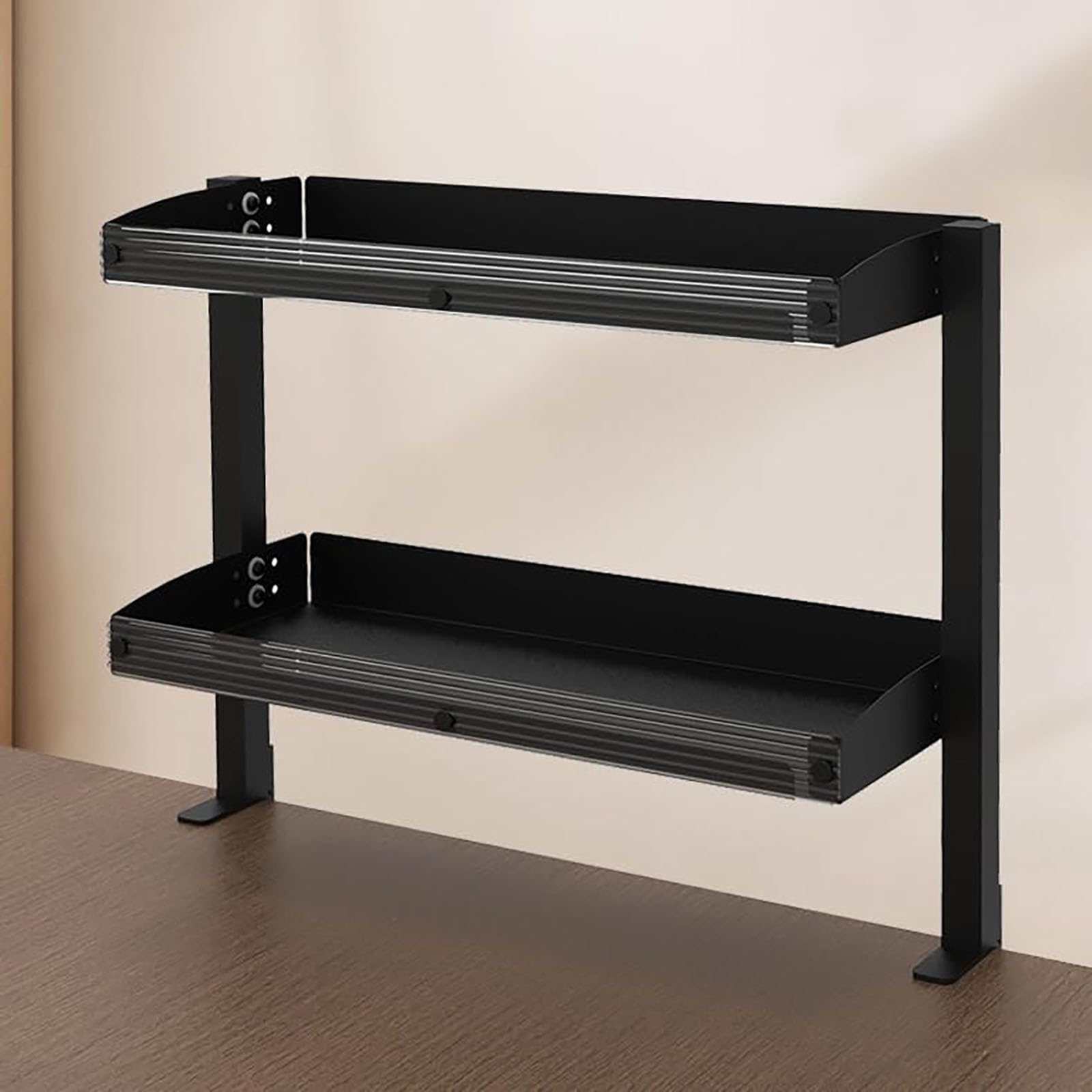 Klemm-Organizer-Regal für den Schreibtisch, 17,3 Zoll, 2-stufiges Regalsystem, Metallische Schreibtisch-Erweiterung für Büroaccessoires und Gaming-Geräte