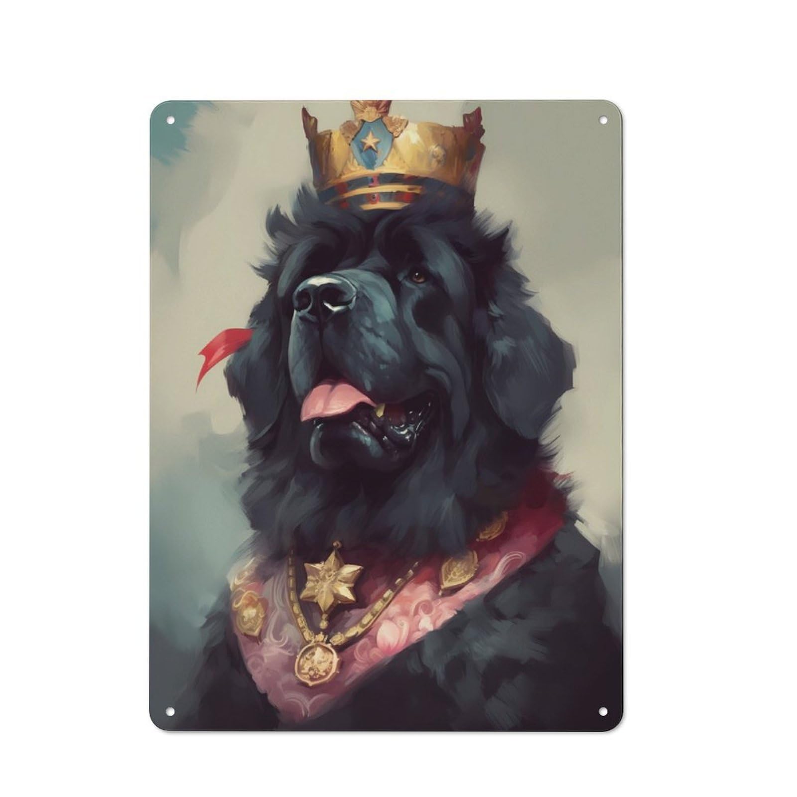 Junmoney Newfoundland Dog Illusory For Lounge Or Reading Corner, Rustic Tin Sign 40X30cm, For An Autumn Update To Lounge And Reading Corner