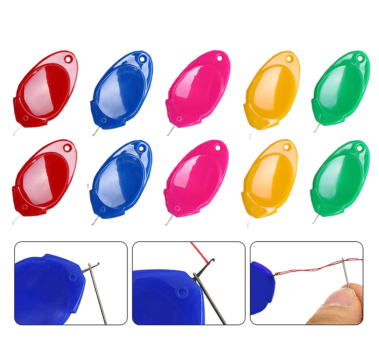 10 PCS Needle Threader for Hand Sewing,Needle Threader for Sewing Machine Small Eye Needles,Plastic Wire Loop DIY Simple Needle Threader for Embroidery Cross Stitching Tool (10pcs)