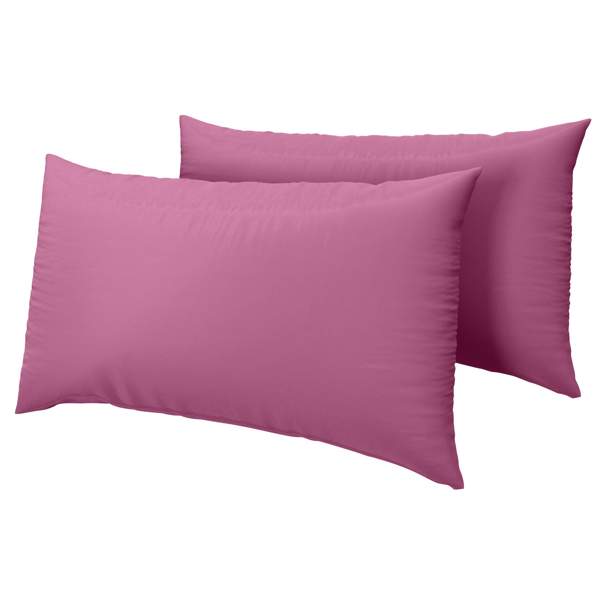 KOHSAR Fuchsia Easy Iron Housewife Standard Pillow Cases 2 Pack, 50CM x 75CM Plain Dyed Poly Cotton Pair of Pillowcases