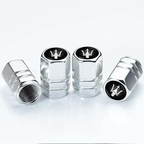 Miniatura 2 de Tapones de válvula de neumático de automóvil de metal compatibles con Maserati Quattroporte, Ghibli, Levante todos los modelos, tapas de válvula