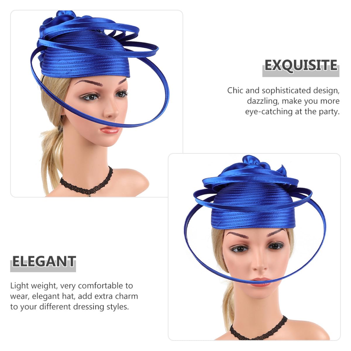 Fascinator Donna Raffinato da Cerimonia Cappello da Sposa Leggero in Poliestere Blu per Banchetti e Party Raffinati Design Sofisticato e Resistente allo Sbiadimento