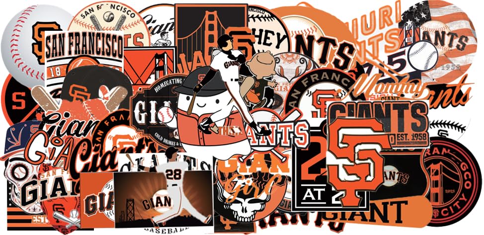 Image of 50 PCS American Sport Team Stickers Pack for Water Bottle, Laptop, Bicycle, Computer, Motorcycle, Travel Case, Car Decal Decoration Sticker (50pcs San Francisco Stickers)