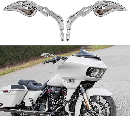 DREAMIZER Espejos de motocicleta en forma de lágrima cromados compatibles con Sportster XL 883 1200 48 72 Softial Fatboy Street Dyna Bob Street
