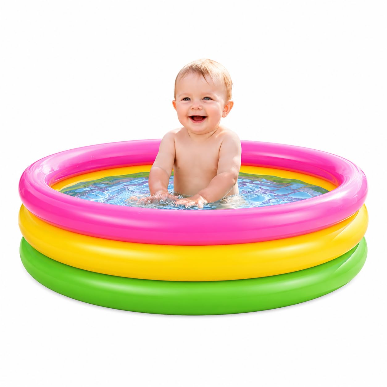 4 ft Swimming Pool for Kids | Inflatable Sunset Glow Round Colourful Ring Baby Portable Baby Bath tub | 0-5 Years | Indoor & Outdoor Swimming Pool for Kids (Multi Color).-image-18