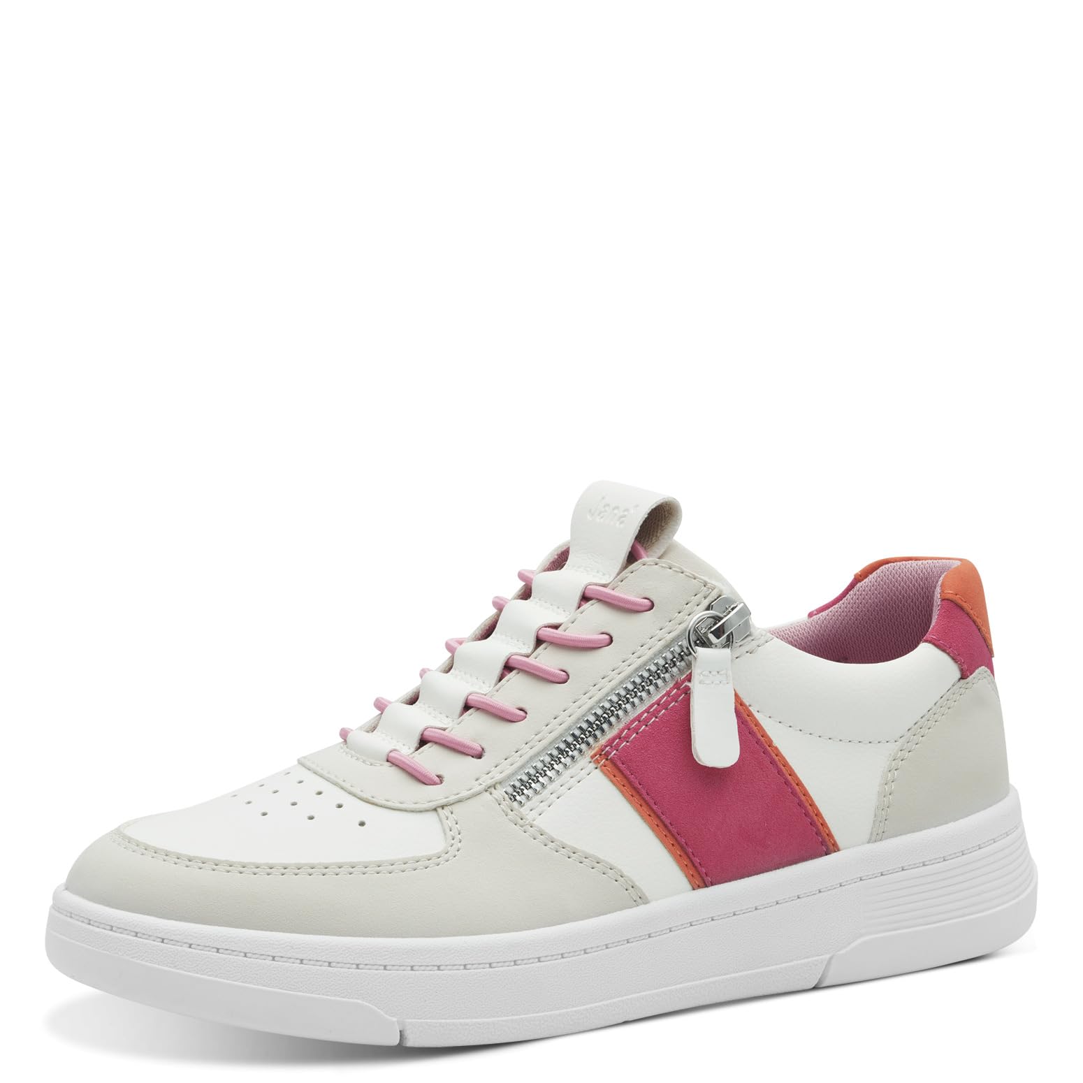Jana Women’s Flat Sneakers Casual Vegan, White/Fuxia, 7,5 UK