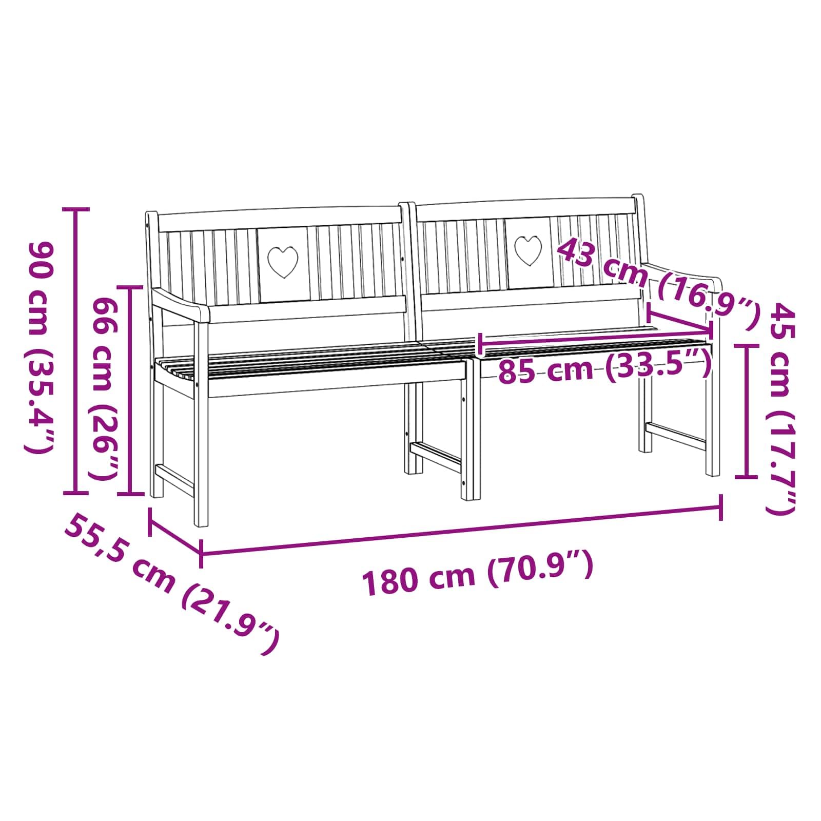 Fengshui Akazienholz Gartenbank 180 cm Natur Geolt | Massivholz, Armlehnen, Rustikales Design, Pflegeleicht, Fr Außenbereiche