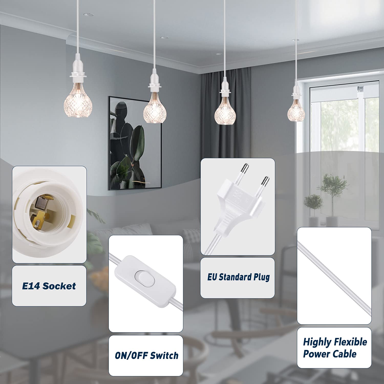 E14 Lampenfassung Mit Schalter - 180cm Kabel Für Salzlampen