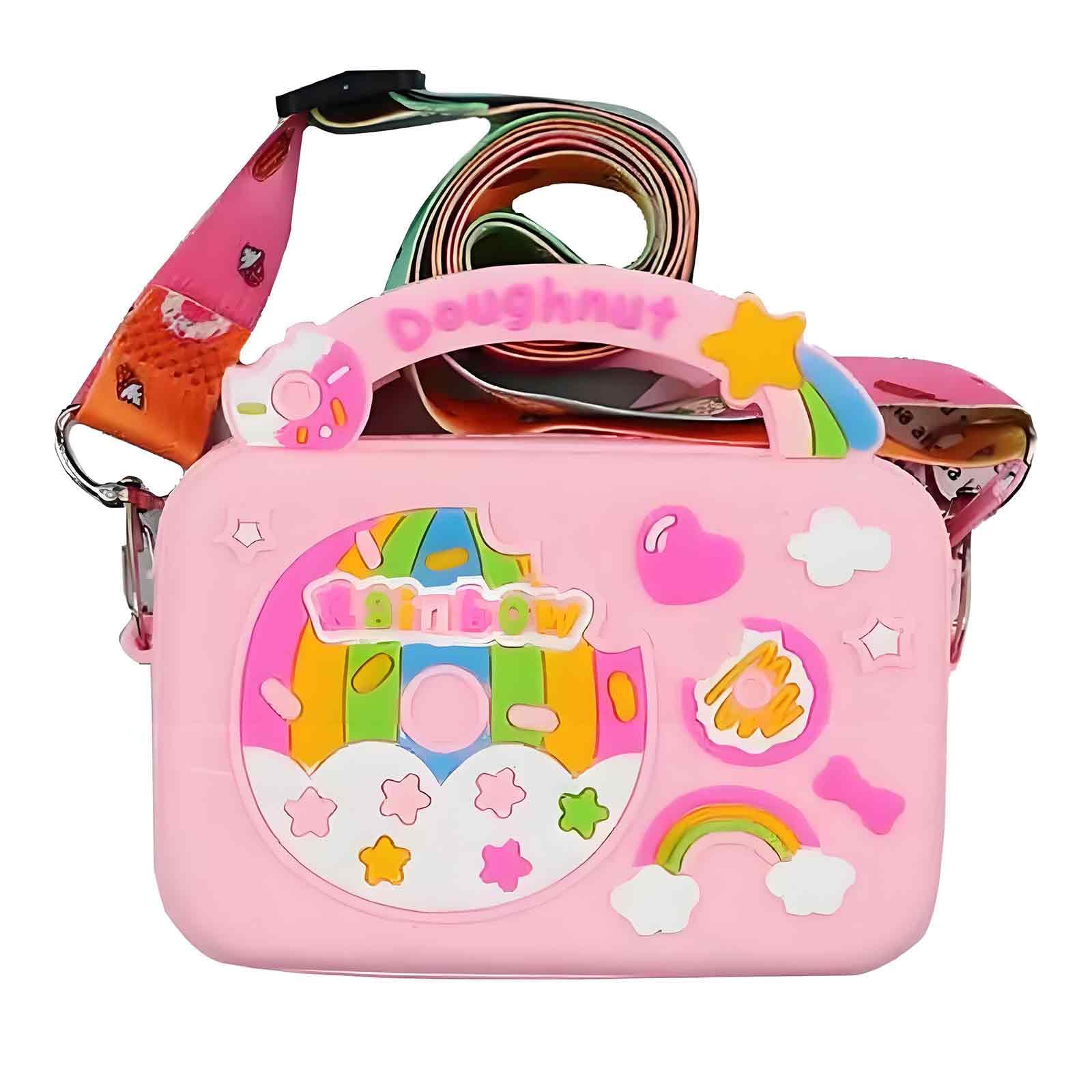 Purse for Kids Girls, Handbags for Girls, Cute Mini Bag with Adjustable Strap, Pink Donut Design, Birthday Gift for Girls Kids