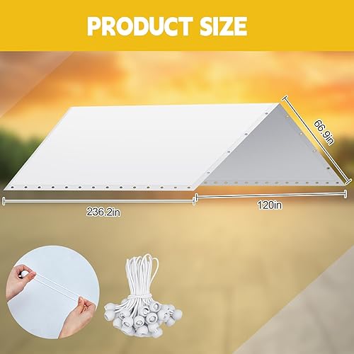 Miniatura 8 de Wesnoy Toldo resistente al agua, cubierta de lona para automóvil, cubierta de repuesto con 50 cuerdas elásticas de bola, solo cubierta superior, el