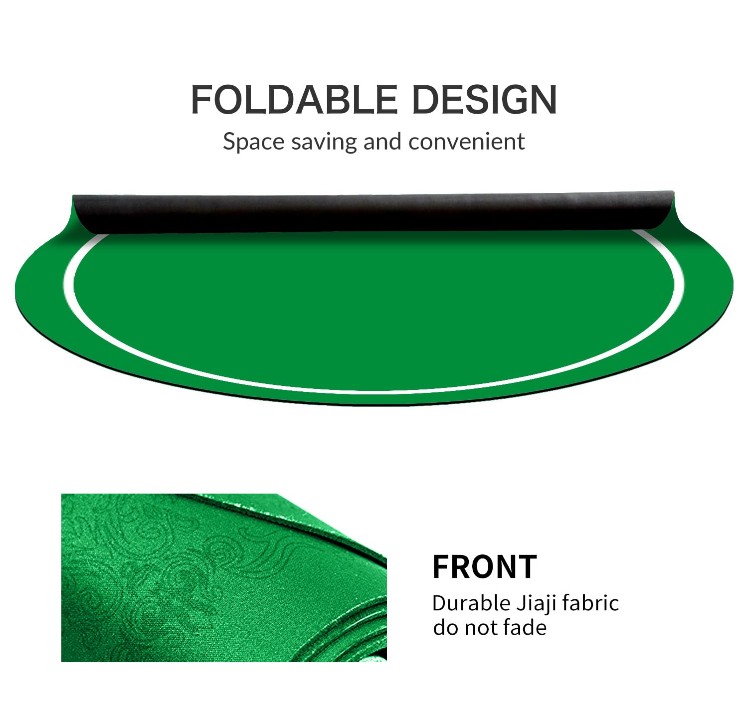LaiEr Tapis de Poker Rond 24/31/ 47/ 55Pouces 6-8 Personnes Texas Hold'em Pad en Caoutchouc,Table Pliable,Tapis Table de Poker Portable,Adapté aux Jeux de Poker,Blackjack.