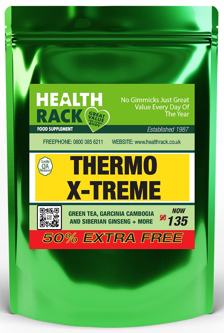 Thermo X-Treme High Strength Fat Burner for Men and Women - Weight Management - 135 Capsules - Green Tea, Garcinia, Siberian Ginseng