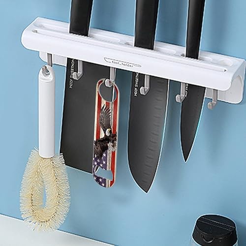 Vista 4 de Abridor de botellas plano resistente para barman de acero inoxidable, abrebotellas de cerveza de 7 pulgadas, águila con bandera estadounidense, 1.5