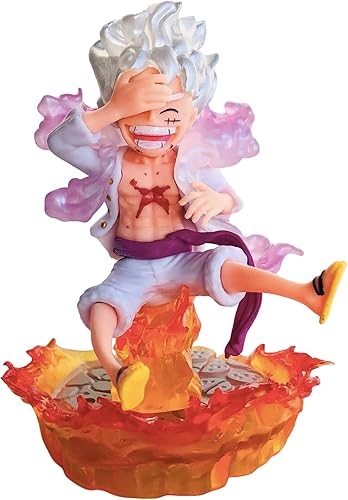 Miniatura 4 de Nica Luffy Gear 5 figuras de acción de anime de una pieza, estatua de exhibición de figuras de cumpleaños, decoración de tartas de cumpleaños,