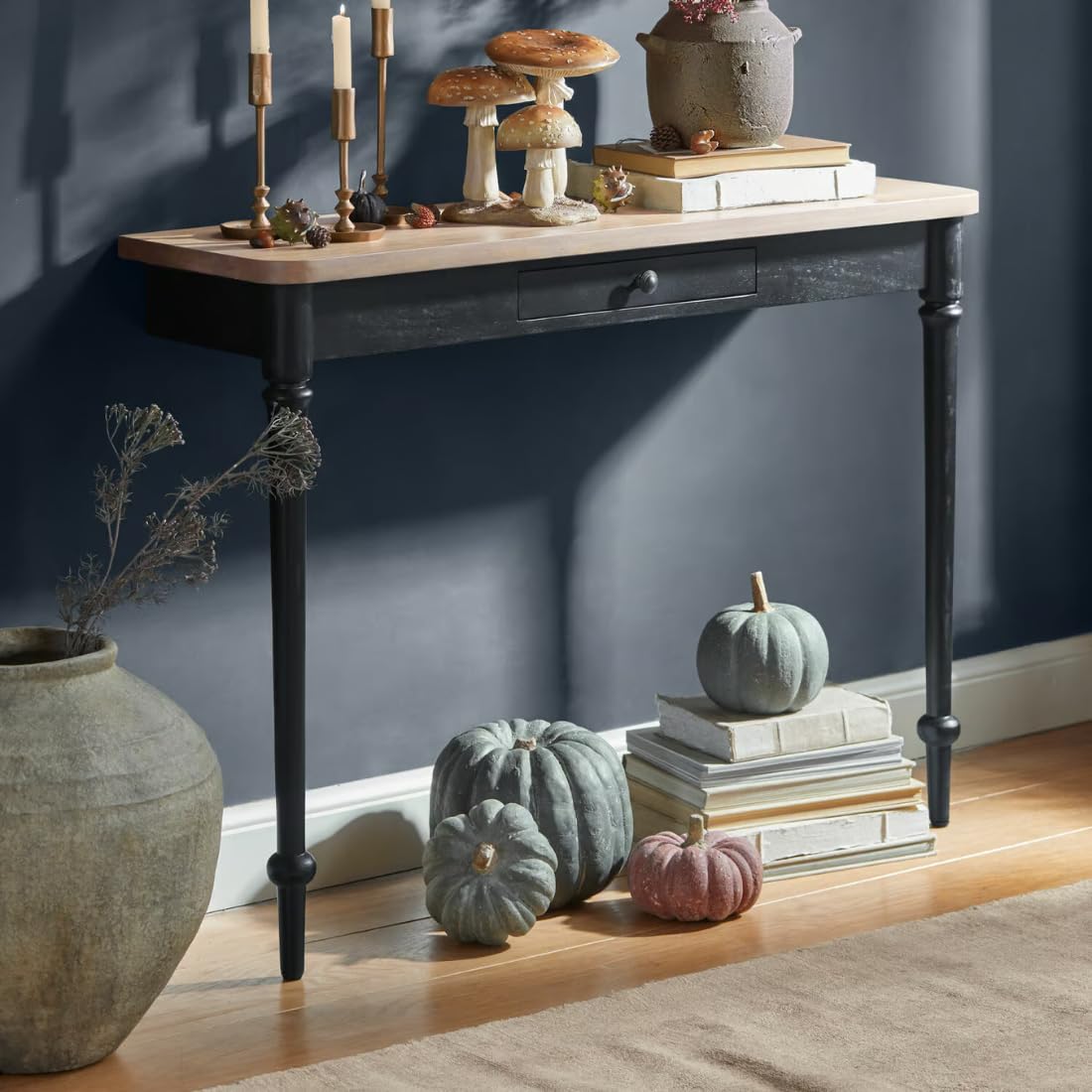Wooden Expert 120Cm Premium Aesthetic Console Table with Storage | Narrow Wooden Entryway Accent Table | Solid Modern Two-Tone Design Design for Living Room, Hallway, Foyer, Entrance (Without Drawer) 3