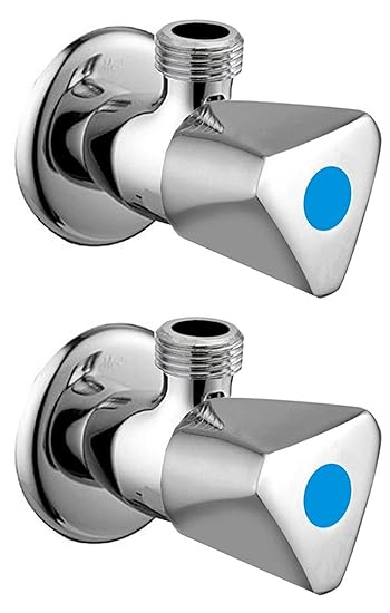 JAGGER Triangle Brass Disk Angle Cocke for Bathroom Angle Valve for Bathroom Angle Wall for Bathroom Angle Cocke for wash Basin Brass Angle Valve for wash Basin with Free Flange and Teflon Tape Set 2