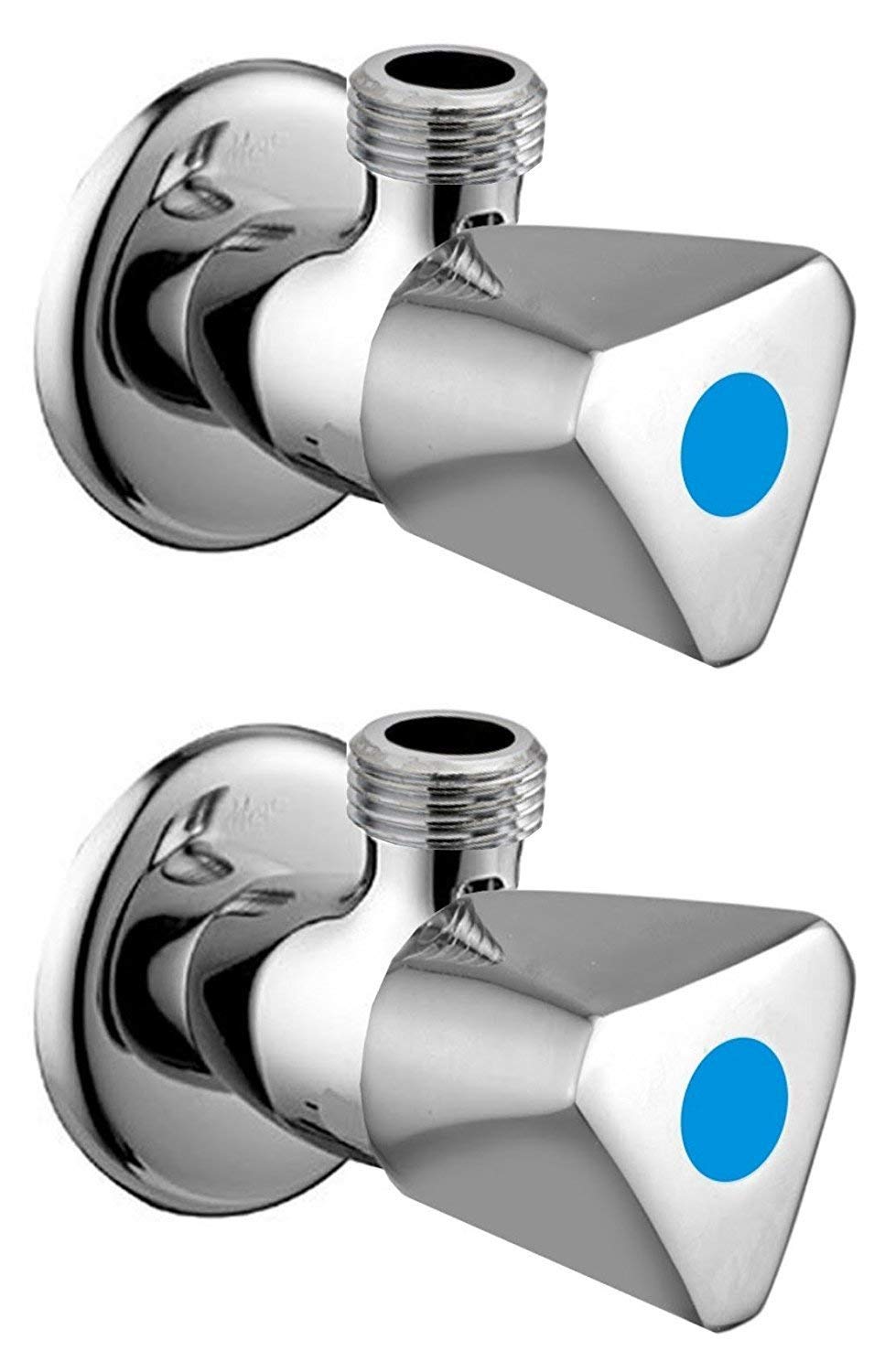 JAGGER Triangle Brass Disk Angle Cocke for Bathroom Angle Valve for Bathroom Angle Wall for Bathroom Angle Cocke for wash Basin Brass Angle Valve for wash Basin with Free Flange and Teflon Tape Set 2