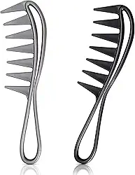2 pentes de dentes largos para cabelos cacheados pretos + pentes masculinos grisalhos