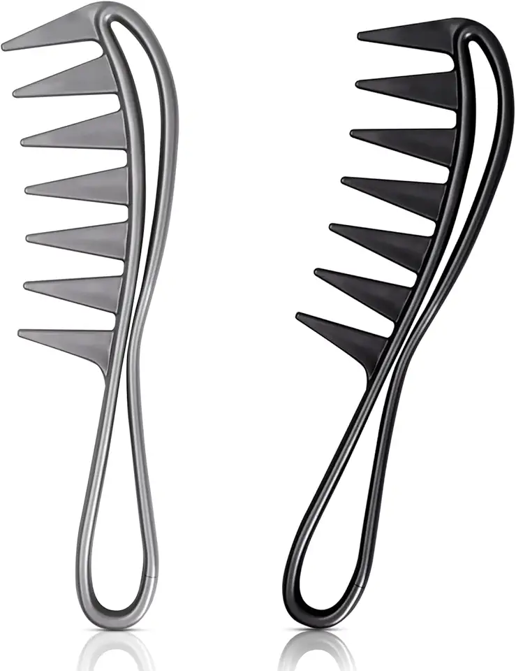 2 pentes de dentes largos para cabelos cacheados pretos + pentes masculinos grisalhos