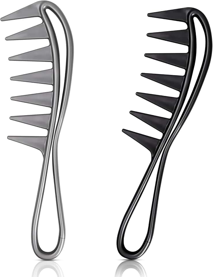 2 pentes de dentes largos para cabelos cacheados pretos + pentes masculinos grisalhos