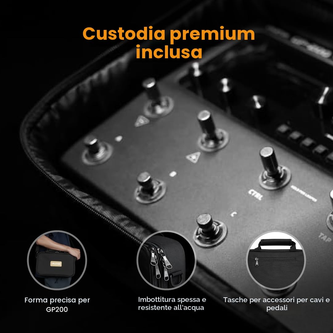 VALETON Pedale di espressione per chitarra Processore multieffetto Guitar Bass Amp Modeling IR Cabinets Simulazione con FX Loop MIDI I/O Stereo OTG Interfaccia audio USB GP-200 + Bag