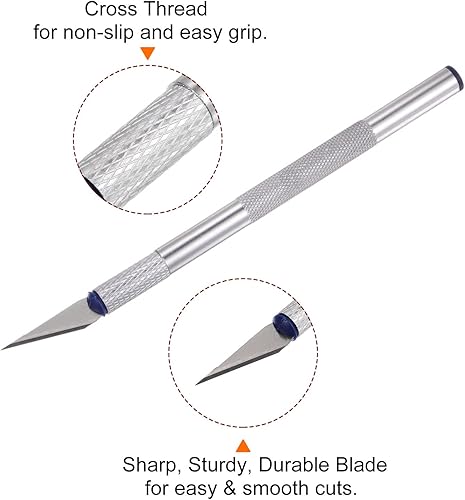 Miniatura 5 de HARFINGTON 1 juego (13 piezas) de cuchillos de manualidades, 3 cuchillos Hobby Exacto y 10 piezas de 9 tipos de cuchillas de repuesto con caja de