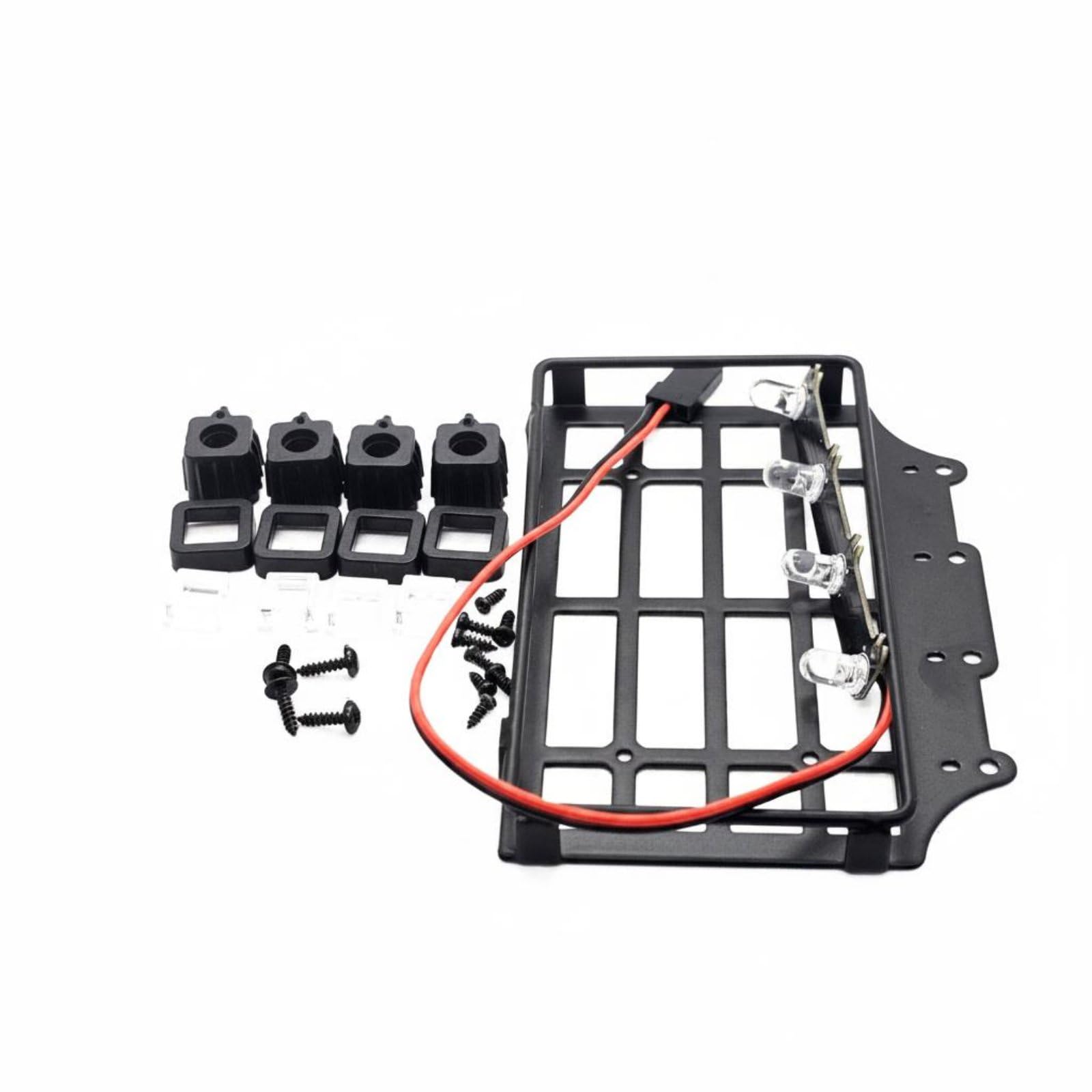 Metal Build Led Roof Rack Upgrade Part RC Roof Cargo Rack Realistic Design High Simulation for Model Car Fans, Repair, Rack W Square Light-image-41