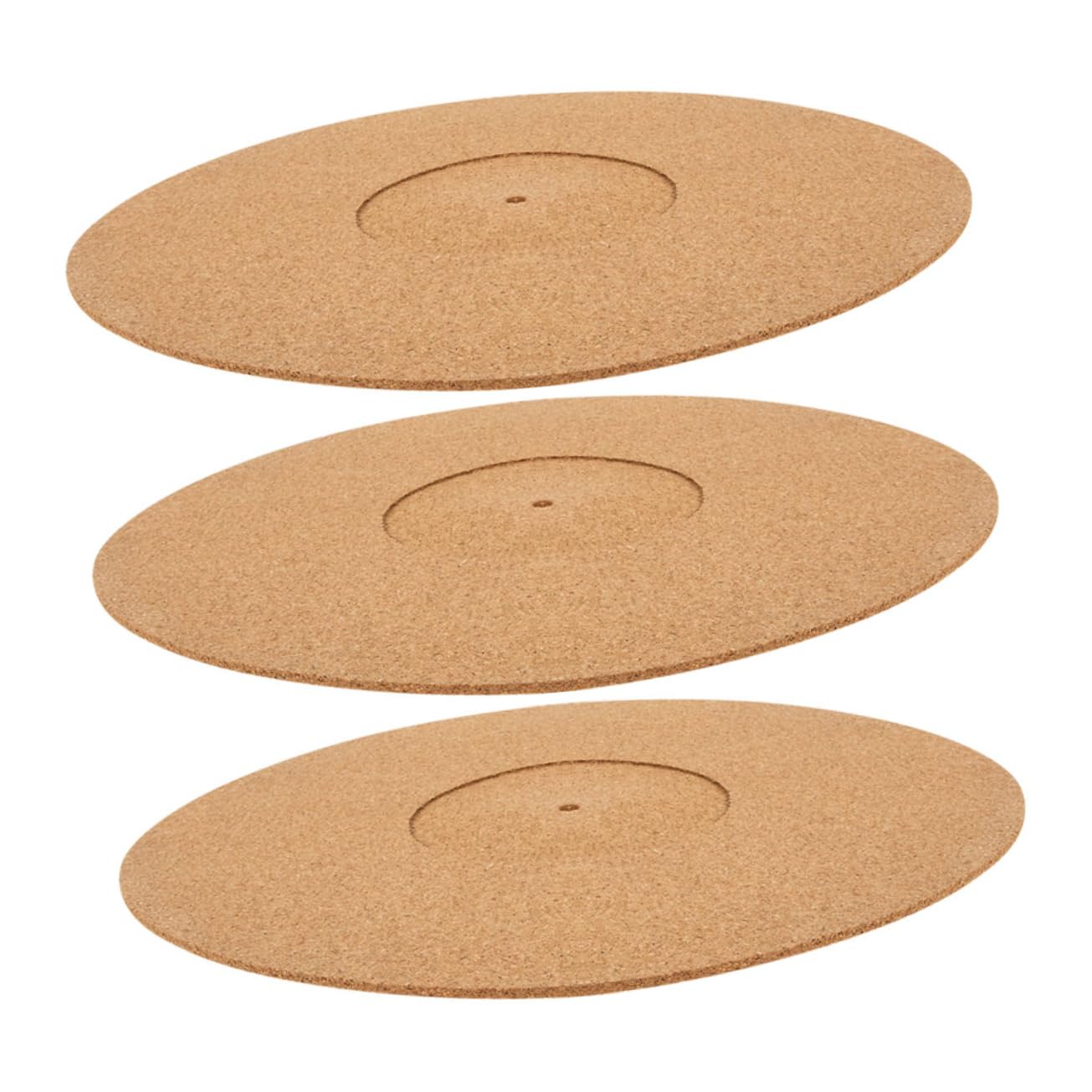 HOODANCOS Static Record Player Mat 3pcs Cork Turntable Mat Platter Vibration Reduction Slipmat for Records