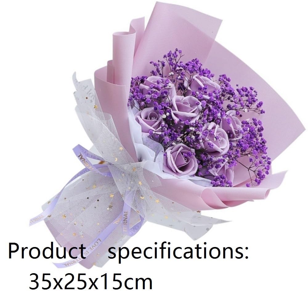 GAOJUDAF Bouquet de fleurs séchées, bouquet d'étoiles séchées, bouquet de savon à la rose, cadeaux bleu violet rouge(Blue)