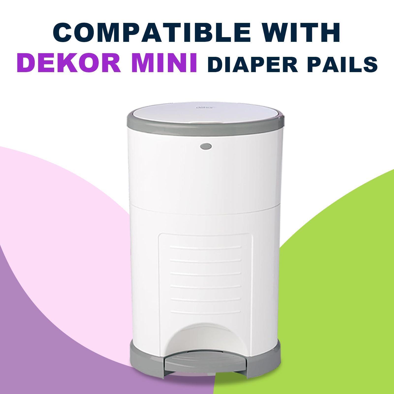Ricariche compatibili con DEKOR MINI sacchetti di ricarica per secchio per pannolini, confezione da 4 sacchetti extra spessi e potenti odori eliminano il 20% di lunghezza extra, contiene fino a